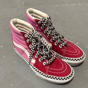 Vans Women's Red and Pink High-Top Sneakers